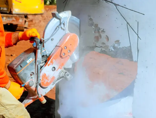 Concrete wall opening cut for a new basement or main-level window in Edmonton