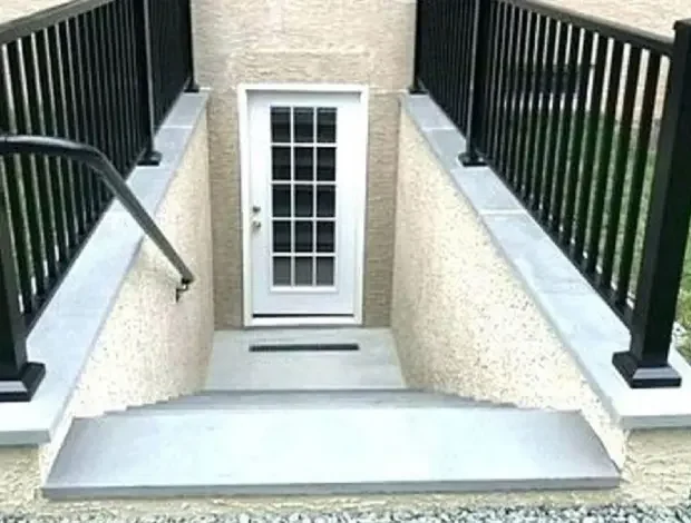 Concrete side-door entrance cut prepared in a foundation wall in Edmonton
